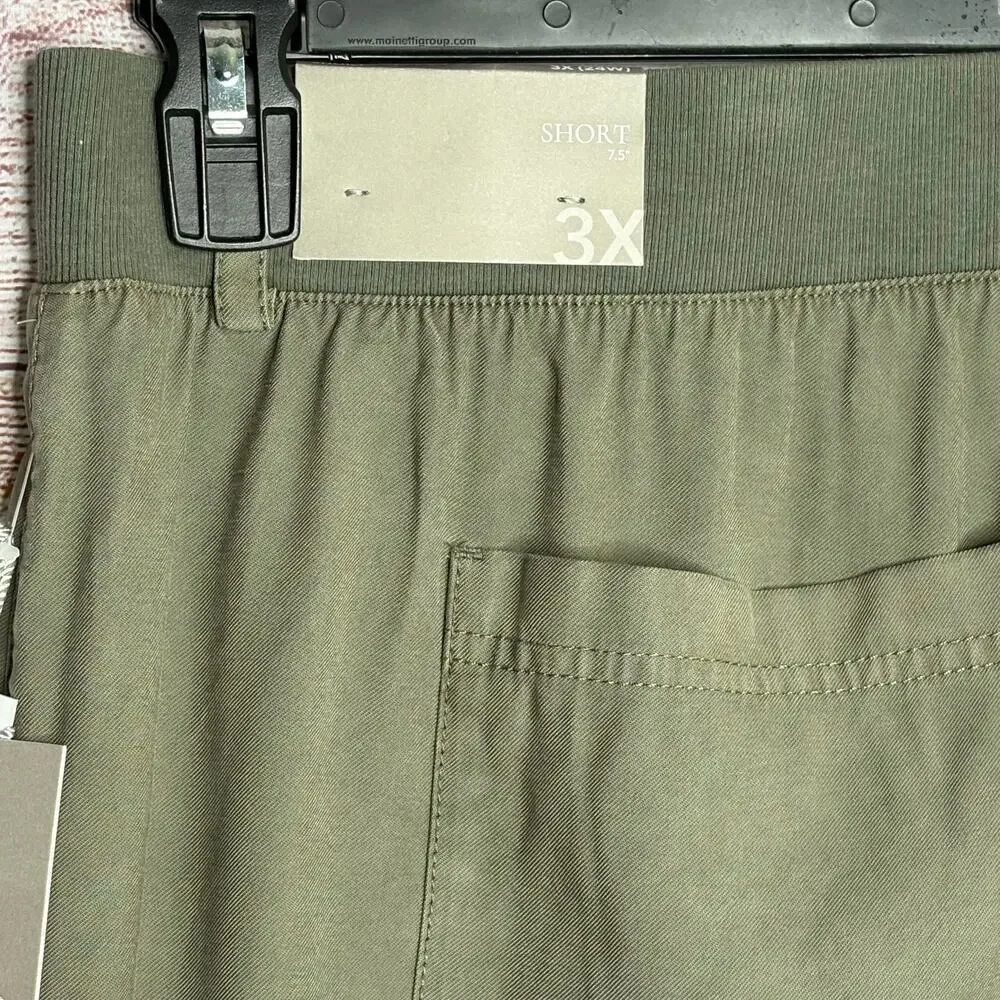 Soft Surroundings Pali Cargo Dusty Olive Cuffed Pocket Shorts Size 3XL New